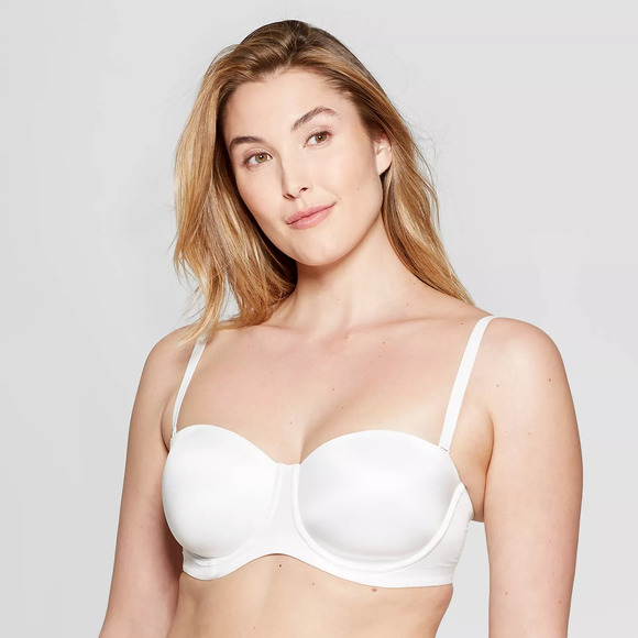 Auden Womens Bra Sz 32C Lightly Lined Strapless Fresh White - Picture 1 of 9